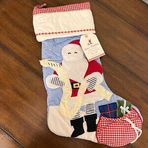 Pottery Barn Kids Quilted Christmas Stocking Santa Presents Santa's List NWT